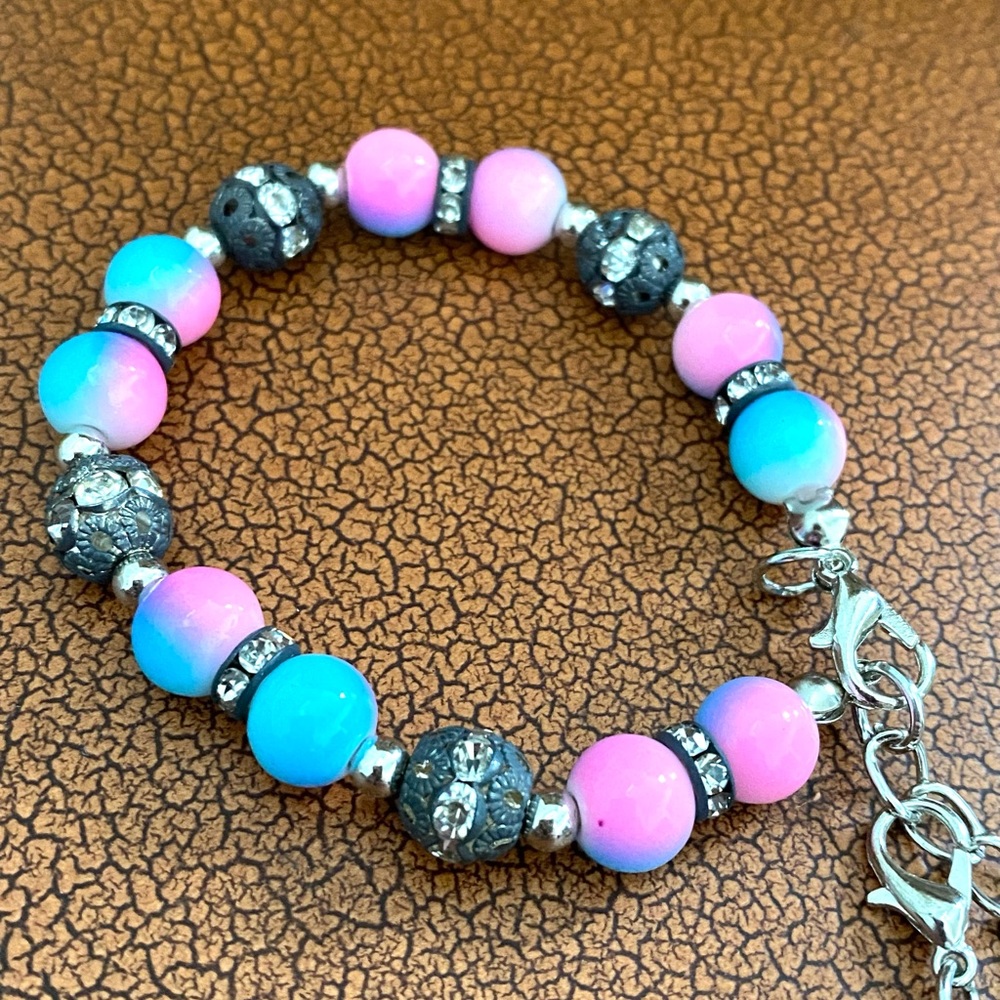 Bracelet Charm Granddaughter Pink Blue Charm 6”+2”. (#8) - Picture 7 of 10